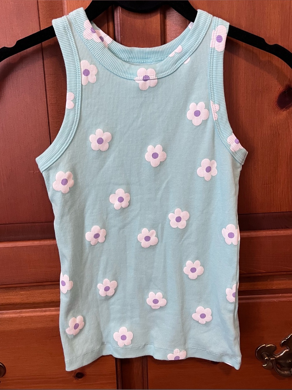 wonder nation Light Aqua Floral Tank Top